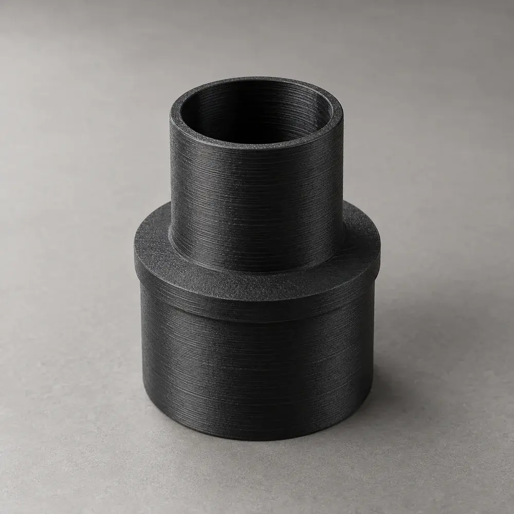 3D-printet adapter med synlige laglinjer